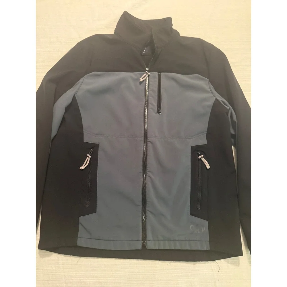 Gap Mens Softshell Jacket Black Grey Full Zip Fleece Lined Colorblock‎ Large
